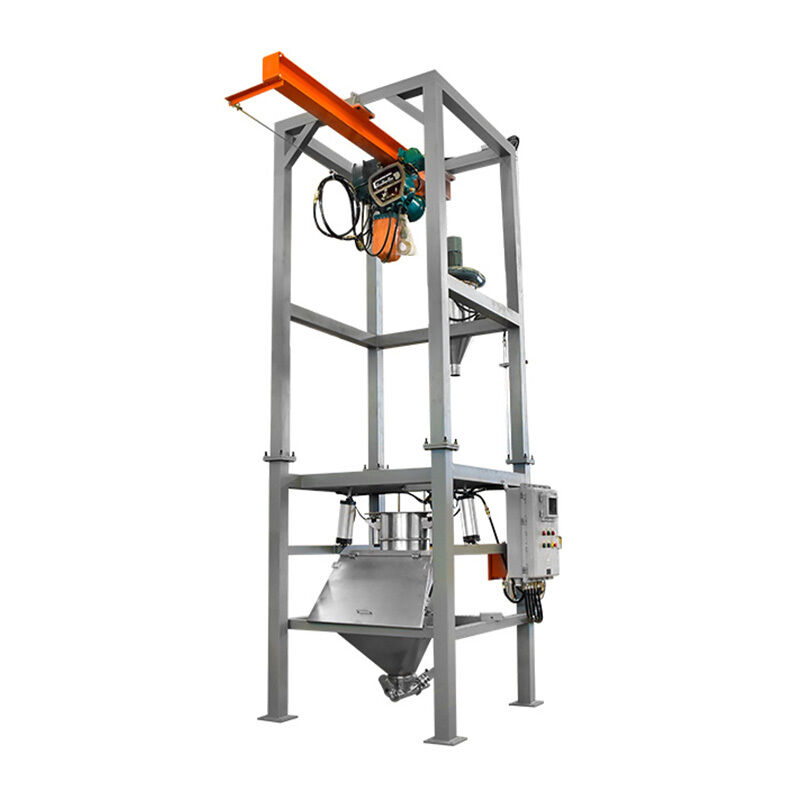 Bulk Bag Unloader providing unloading and feeding of ton bags with dust control and vibration technology for industrial